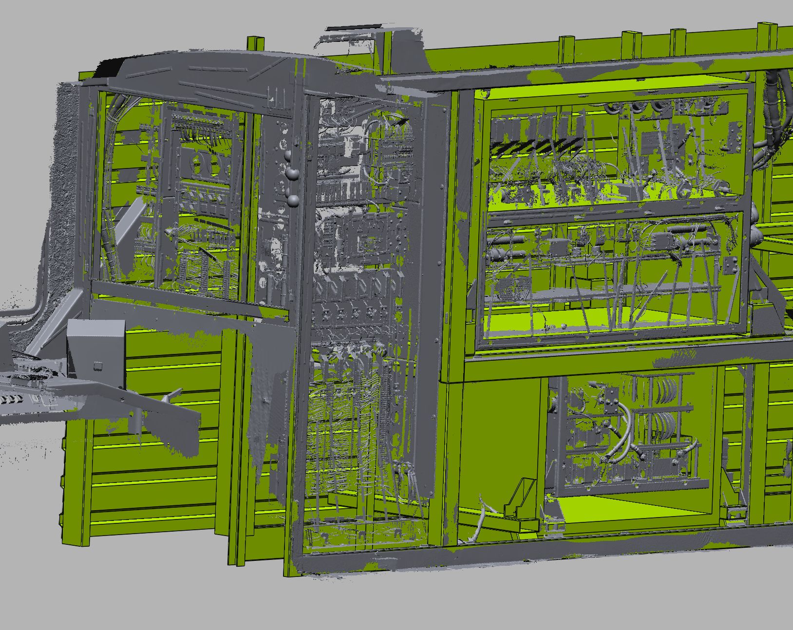 Scandaten (grau) und Reverse Engineering eines Racks (grün)